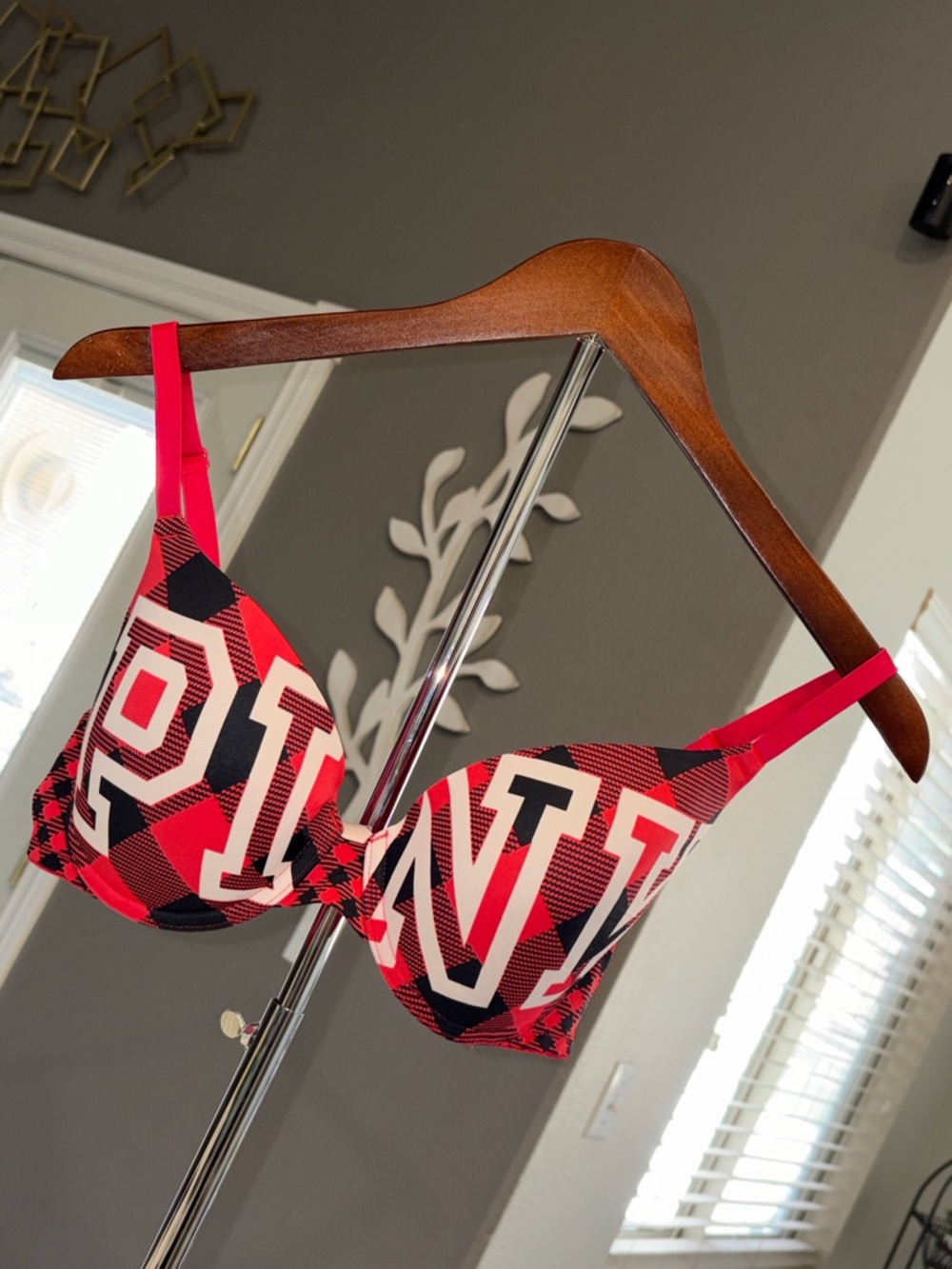 PinkPlaid Push-Up Bra in Red and Black